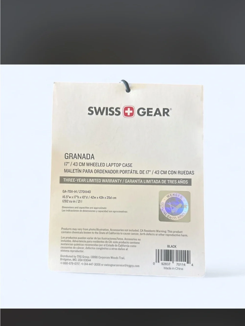 SwissGear Black Laptop Bag with Red Logo Accents